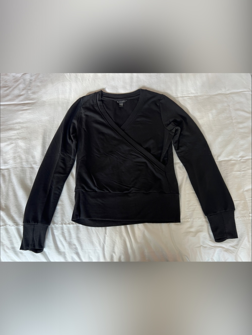 Athleta Black Wrap-Style Buttery Soft Pullover Sweatshirt